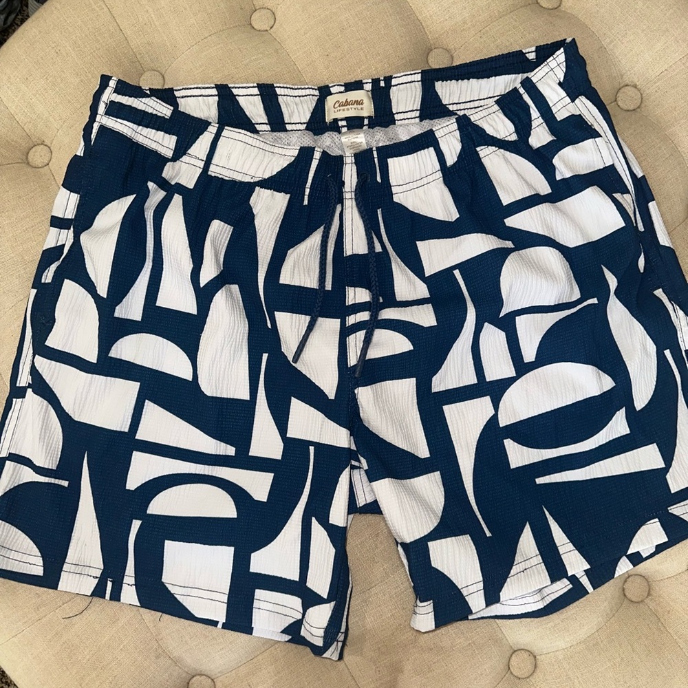 NWOT - Cabana Life Blue and White Swim Trunks